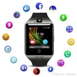 2020 Smart Watch med kamera Q18 Bluetooth SmartWatch SIM TF-kort Slot Fitness Activity Tracker Sport Watch för Android med Retail Package