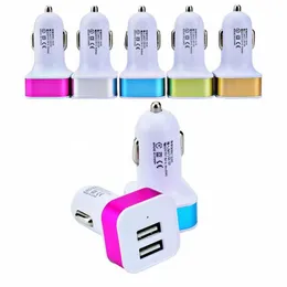 Mini Portable Dual Usb 2 Port 2.1+1A Car charger Power Adapters for Iphone 11 12 13 14 15 Pro max Samsung smart phone Gps mp3