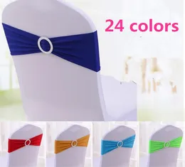 24 Kolory Spandex Lycra Wedding Chair Pokrywa Zespół Sash Party Wedding Party Krzesełko Klamra Sashe Decoration G015 000