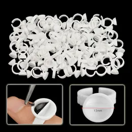 100pcs Disposable Pigment Glue Ring Ink Cup small Separation Tattoo Supplies Permanent Makeup White Plastic Ring