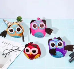 DHL 200PCS Söt Kvinnor Animal Owl Shaped Folding Shopping Bag Eco-Friendly Reusable Tote Bag