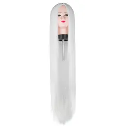 Cosplay Wig Synthetic Heat Resistant 100 Cm/40" Long Straight Costume Halloween Carnival White Women Lady Hair For Party Salon SH190727