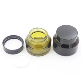 15g 30g 50g Glass Cosmetic Empty Jar Pot Green Amber Makeup Face Cream Container Bottle with Plastic Lid and Inner