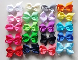 Baby Grosgrain Ribbon Hair Bows With Clip Pure Color Bow Girl Duckbill Hairpin Candy Barrettes Hårtillbehör HD3201