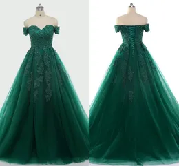 2020 Mode Smaragdgrüne Ballkleider mit Ärmeln Spitze Perlenapplikationen Abendpartykleid Vestidos De Novia Kleid für besondere Anlässe