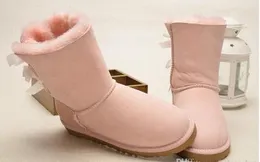 Hot Sell 2020 Women Snow Boots 100% Äkta Cowhide Läder Ankel Stövlar Varm Vinter Stövlar Kvinna Skor Stor Storlek 5-10
