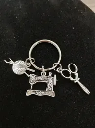 Heiße Großhandelsmode Vintage Silber Schere/Nähmaschine/Wollgruppe Charm Schlüsselanhänger Passende Schlüsselanhänger Accessoires Schmuck - 180