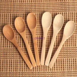 500pcs Delikat kök med Condiment Jam Spoon Kaffe Spoon Liten Trä Baby Honey Spoon 12.8 * 3cm