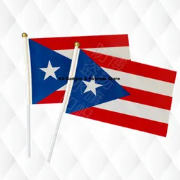プエルトリコ手持ち棒布の布の旗安全ボールトップハンド国旗14 * 21cm 10ピース
