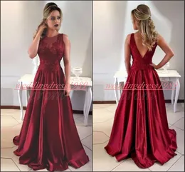 Elegant Sleeveless Sheer Evening Dresses Lace Satin Burgundy African Plus Size Long Formal Guest Dress Prom Party Gowns Vestido de noche
