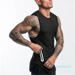 Toptan-Yeni Erkekler Vücut Geliştirme Pamuk Tank Üst Gym Fitness Kolsuz Gömlek Moda Singlet Yelek Fanila 4 Renk