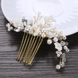 Elegante casamento nupcial pente de cabelo clipe headwear strass cristal pérola casamento baile festa headwear cabeça banda