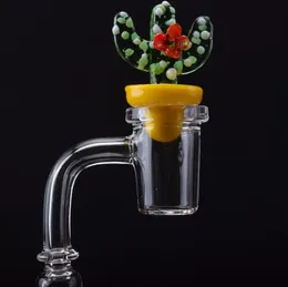 Коническая Banger Nail Кварц Clear Hoop Край Чаша с Cactus Carb Cap 10мм 14мм 18мм Женщины Мужчины Суставы Для стекла Bongs