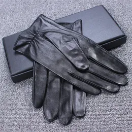 Fashion-Gloves Men's Touchscreen Sheepskin Handskar Vinterkörning Plus Velvet Warm Herr läder NS40-5