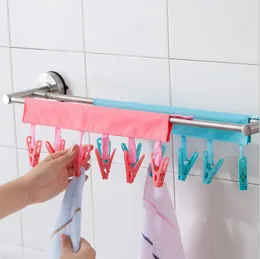 Seyahat Essentials Banyo Rafları Bezi Askı Clothespin Seyahat Taşınabilir Katlanır Bez Çorap Kurutma Askı Ile Banyo için 6 Klipler