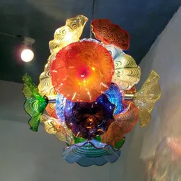 Artisitc lampa blomma ljuskronor ljus stil Murano plattor hängande lampor multi-color LED blåst glas ljuskrona belysning