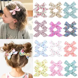 1 Pair Lovely Baby Girls Clip per capelli Stampa Fiore Bowknots BB Hairpin TS202