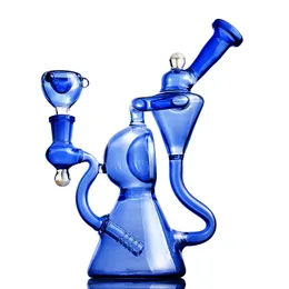 Blue Beaker Bong Hookahs Recycler Dab Egg gab rig bong 헤비 워터 파이프 구부러진 목 버블 러 리사이클러