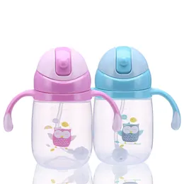 Kids Sippy Cups Cartoon Baby Learning Drinking Water Cups Leak-proof and Drop-proof Toddler Drinking Mug with Handle 240ml