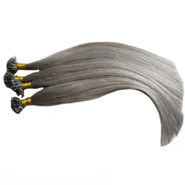 Virgin Straight Malaysian Keratin fusion Pre Bonded Nail U TIP Remy Hair Extensions 100% Human Hair silvery grey Remy Hair Extension