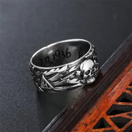 Wholesale- Lover's Ring Titanium steel Retro Personality Vintage Carved Cross Skull Couple Ring Men and Women's Ring Jewelry