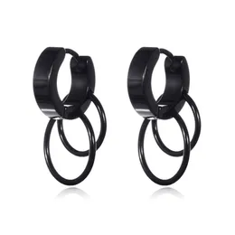 Punk Dual Pierścionki Dual Hoop Korea Styl Titanium Steel Ear Clip Anti Allergy Unisex Ear Jewellery