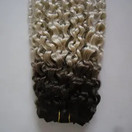 fasci di capelli ricci crespi fasci di capelli umani al 100% 1pc tessuto di capelli vergini ricci naturali non remy ombre onda riccia