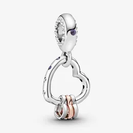 New Arrival 925 Sterling Silver Heart Pełna serc Dangle Charm Fit Oryginalny Europejski Urok Bransoletka Moda Biżuteria Akcesoria