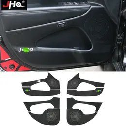 Leather Carbon Fiber Door Anti-dirty Pad Sticker For Jeep Grand Cherokee 2014-18