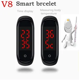 V8 Smart Bracelet Body Temperature Bracelet No App Required Intelligent Measuremen Sports Band With Retail Box