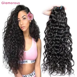 Glamorous Brazilian Human Hair Wet And Wavy 1 Piece Peruvian Indian Malaysian Virgin Hair Water Wave 100g/pc 8-34Inch Cheap Hair Extensions