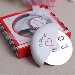 50PCS Wedding Favors A Slice of Love Pizza Cutter Stainless Steel Pizza Wheel Knife in Gift Box Bridal Shower Party Giveaways