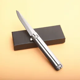 Flipper folding kniv D2 Stone Wash Blade Rostfritt stålhandtag Bollbärande snabböppningsknivar EDC -växel