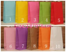 Partihandel-Ny stil Ställ upp Kraft Papperspåsar Storlek 18x9x6cm Kraft Vit Favor Bag Självhäftande tätning Presentpåsar, Treat Bag, 50pcs