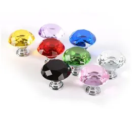 Knob Screw Fashion 30mm Diamond Crystal Glass Door Knobs Drawer Cabinet Furniture Handle Knob Screw Furniture Accessories SN100