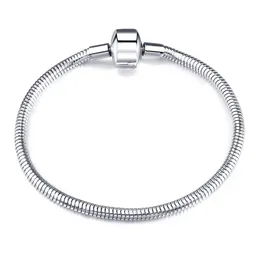 50st Fritt Frakt Silverpläterade Armband 3mm Snake Chain Women Charm Pärlor för P Beads Bangle Armband Barngåva