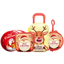 Boże Narodzenie Candy Box Słuchawki Monety Kolczyki Słuchawki Storage Box Xmas Wzór Uszczelniony Pudełko Wesołych Christmas Candy Boxes