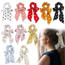 Scrunchie Hairbands Ribbon Ponytail Holder Vintage Floral Headband Rubber Rope Polka Hair Bow Hair Accessories Decoration 53 Colors C6932