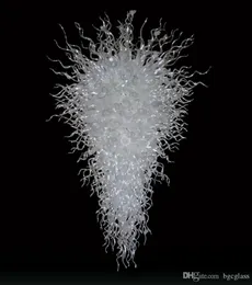 100% ручной выдувного муранского Art Glass Люстры Современные Исполнитель Дизайн Белый Прозрачное стекло Подвесной LED Люстра Свет для отеля Decor