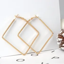 Metal Square Hoop Earrings For Women Fashion Women Designer Jewelry Boho Geometric Simple Earrings Pendientes 5CM GD5