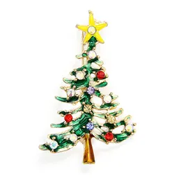 1pc 5 * 3cm Färgglada Nya Jul Söt Träd Brosch Pins Crystal Alloy Rhinestone White Christmas Decoration Navidad Arbol NT #