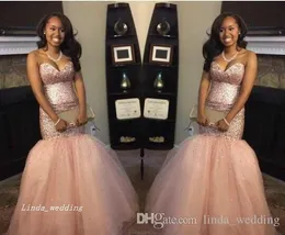 2019 Peach Blingbling Paillettes South African Black Girl Prom Dress Nuovo arrivo Sweetheart Backless Mermaid Party Gown Custom Make Plus Size