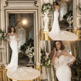 2020 Suknie ślubne Syrenka o wysokiej szyi z Wrap Bridal Suknia Aplikacja Koronkowa Sweep Pociąg Custom Made Robes De Mariée Tanie