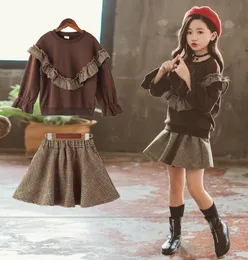 Women's Big Children's Spring and Autumn Outfits Children's Fashionable Tide Dress Skirt Spring Western Two-piece Set WY293