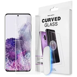 UV Full limskärmskydd Support Fingeravtryck Touch Tempered Glass för Samsung Galaxy S24 S23 Ultra S22 S21 S20 Plus Obs 20 10 S8 S9 S10