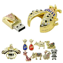 11 stile animale Panda USB Flash Drive 4 GB 8 GB 16 GB 32 GB 64 GB USB 2.0 Pen Drive Ladybug Shape Crystal Beetle Pendrive Memory Stick