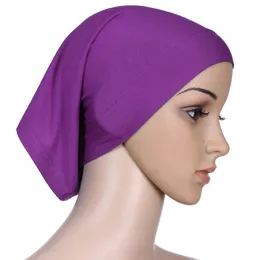 Nowy Islamski Muzułmański Głowy Damski Szalik Merceratyzowany Bawełna Underscarf Cover Headwear Bonnet Zwykły Czapki Wewnętrzne Hijabs 10 Sztuk / partia