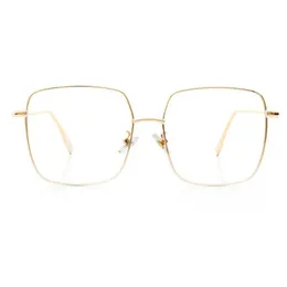 Fashion- 안경 여성 대형 광장 안경 골드 안경 프레임 투명 렌즈 안경 광학 근시 얼간이 안경