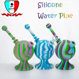 Silicone Water Pipe Smoking Accessories with Glass Bowl Simple Design Single Use with Glass Downstem Silicone Pipes Dab Straw Rigs Glass Bong