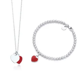 قلادة قلادة أصلية Tiffny Valentines Gift 925 Sterling Silver Fashion Classic DIY Love Bracelet Set Multicolor Oper Woman Jewelry T2302034